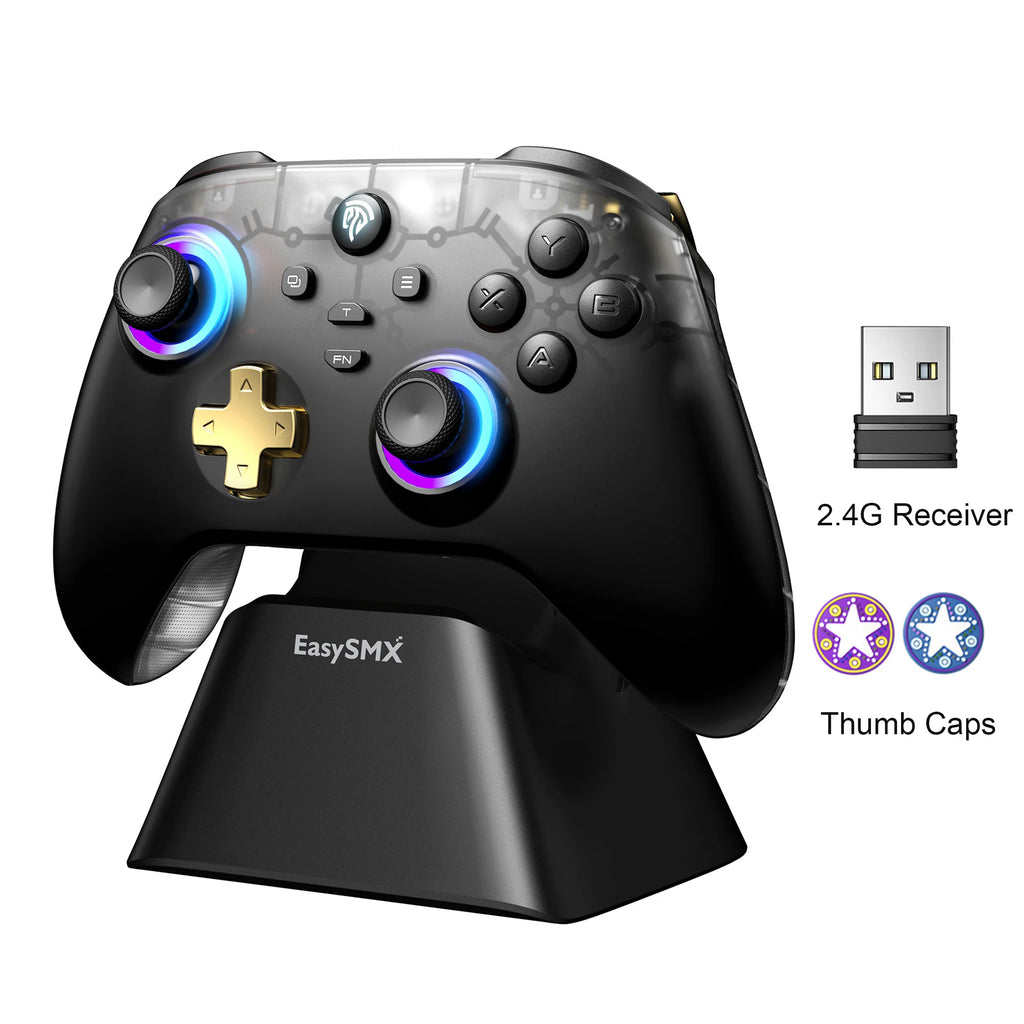 EasySMX D05 Wireless Gamepad for Nintendo Switch PC with Charging Dock RGB Hall Effect Joysticks Game Controller for Windows