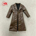 1/12 Scale Male Black Long Leather Coat Fabric Windbreaker Clothes Model Fit 6" Notaman Mezco Soldier Action Figure Body