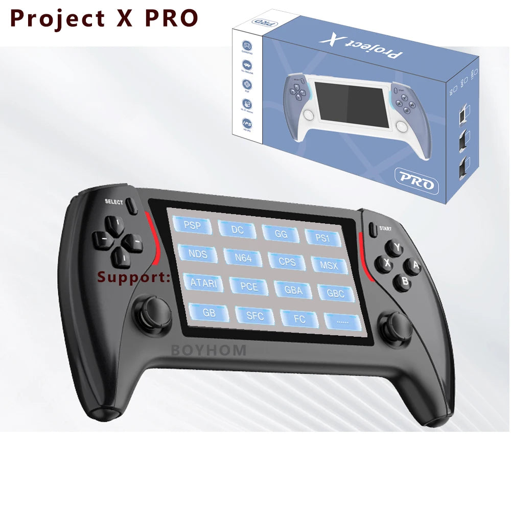 NEW RK3326 Project X Pro Portable Pocket Video Game Console 4.3" IPS Screen Support PSP/PS1/MAME/NDS 20 emulators Retro Gaming