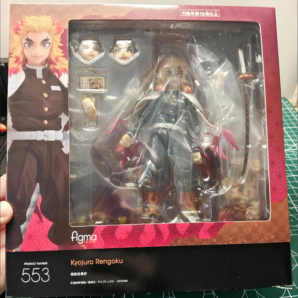 14cm Demon Slayer Rengoku Kyoujurou Figma 553 Joints Movable Anime Action Figure Toys Doll Gift