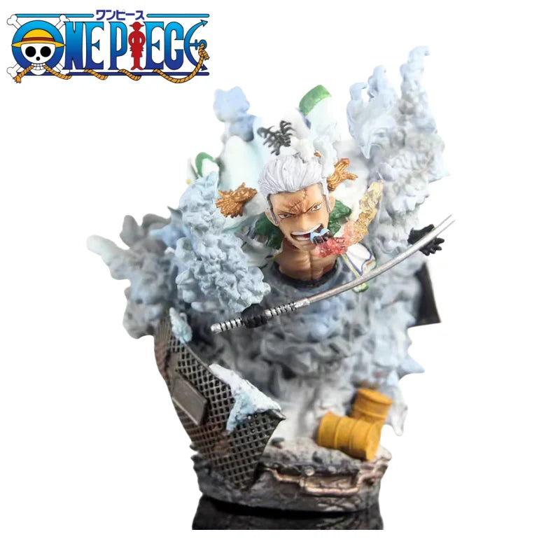 13CM Anime One Piece GK Navy Colonel Smoker Luffy Smoking Man Kampfszene Statue PVC Actionfigur Sammlermodell Spielzeug