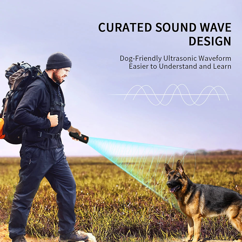 Electric Handheld Anti-barking Tool Stop Barking Ultrasonic LED Dog Training Device Waterproof Dog Trainer