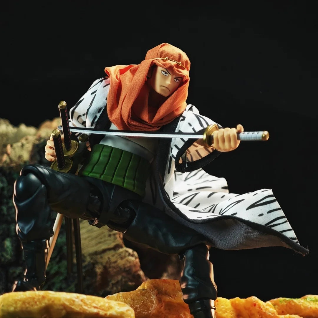 Едно парче SHF Аниме НОВО Ръчно изработено Roronoa Zoro шал от Alabasta, ШАПКА, палто, вградено от желязна тел, подходящо за играчки 1/12