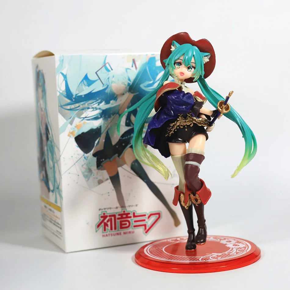Hatsune Miku Anime Figurine - Cute Desktop Action Figure 'Tale of Wonderland' Miku as Puss in Boots Kawaii Girl Model Toy