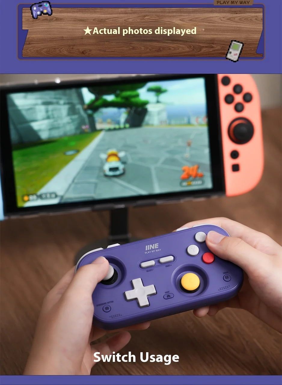 IINE Retro Card Game Controller Portable Switch2 mini handle Hall Joysticks 1000Hz Recessed Joystick Designed Customizable Gifts