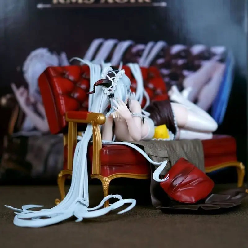Azur Lane Kms Agir Anime Figure Maid Outfit With Red Sofa Collectible Figurine Desktop Ornament Peripheral For Adult Display