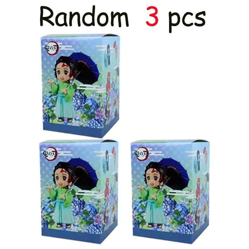 6pcs Q Version Demon Slayer Sitting Ghost Doll Tanjiro Nidouzi Inosuke Zenizu Toy Figural PVC Model Gift