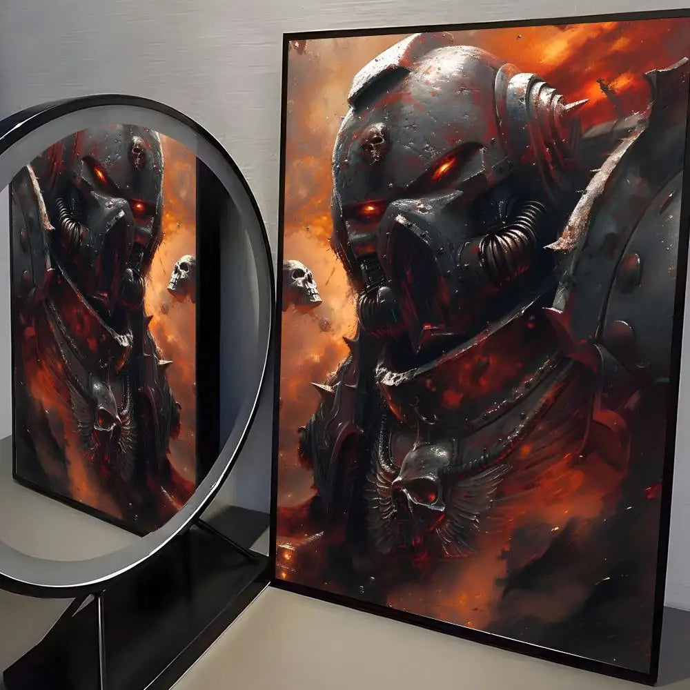 W-Warhammer Game 40K Poster Perfect Sticker Self Adhesive Art Designed for Home Dining Office Spaces