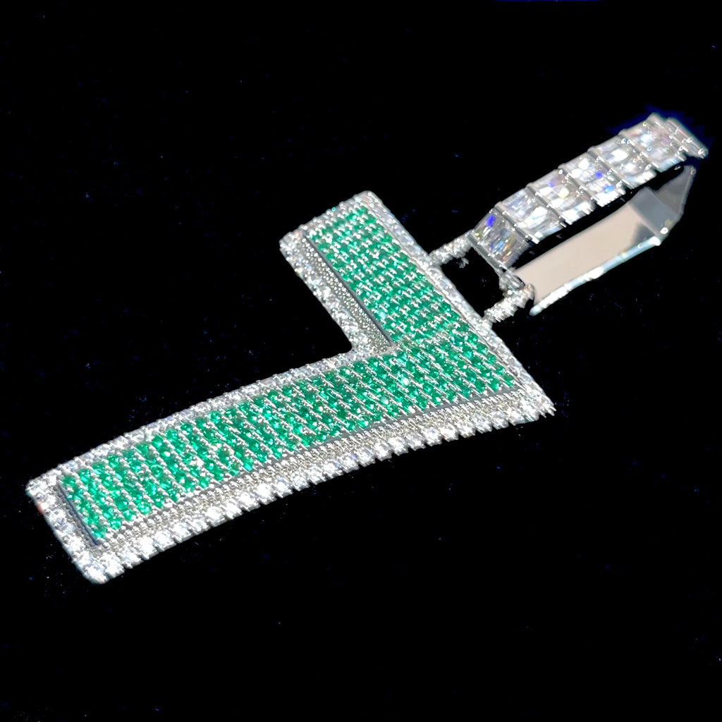 Double Color Customized Letters Name Green Zircon Pendant  Iced Out Necklaces For Men Bling Hip Hop Jewelry Free Shipping