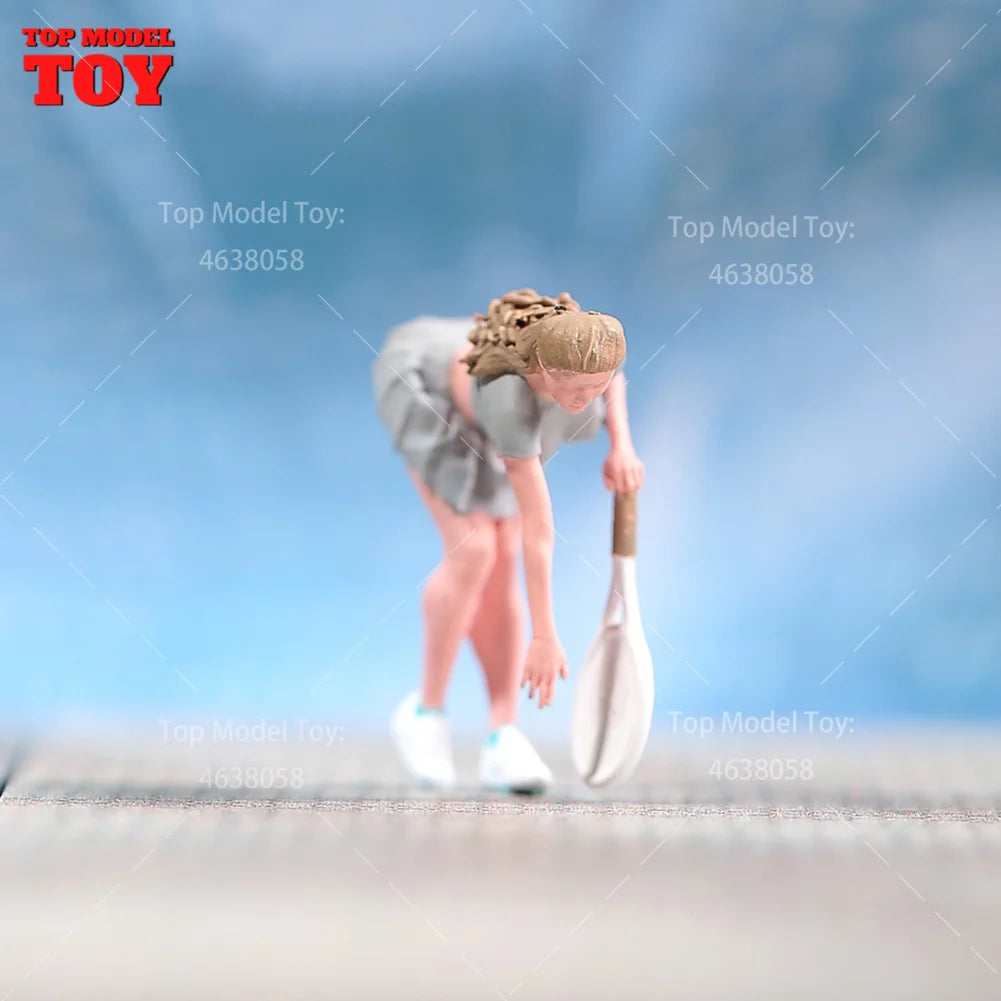 Painted Miniatures 1/18 1/24 1/64 1/43 1/87 Tennis Girl Wearing a Mini Skirt Scene Figure Doll Unpainted Model For Car Vehicles