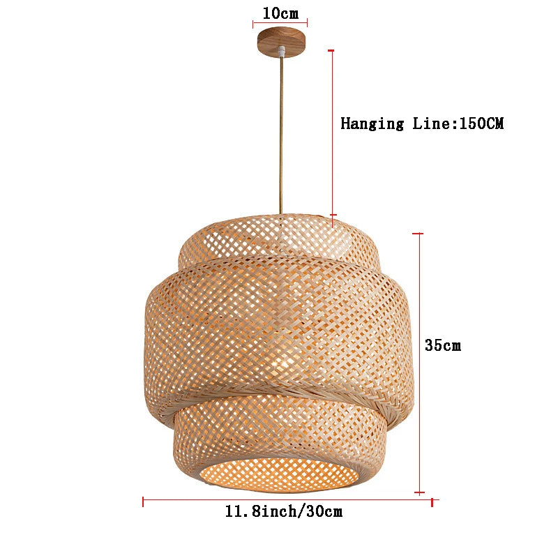 Hand Knitted Chinese Style Bamboo Pendant Lamp Weaving Hanging Lamp Restaurant Chandeliers Home Decor Lighting Fixture AC85-260V