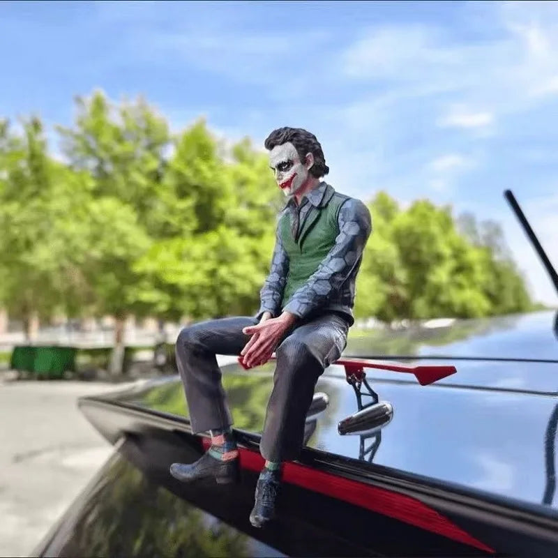 New Car Roof Decoration Joker Heath Ledger Sitting Posture Figures Car Doll Tail And Roof Pendant Model Statue Collectable Toys