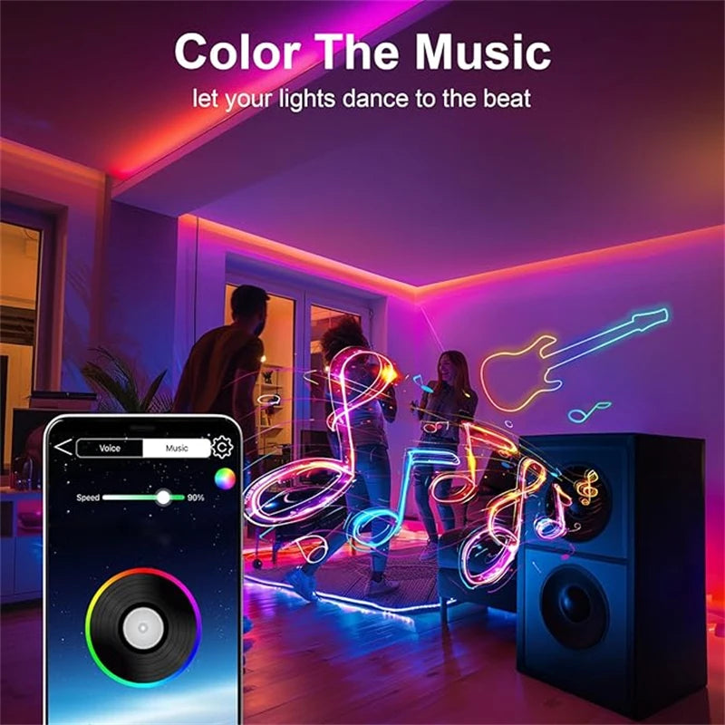 RGB LED Strip Lights 3/5/10M Tuya Smart App Bluetooth Music Sync Color Changing Flexible Rope Lamp for Home Party Gaming Beroom
