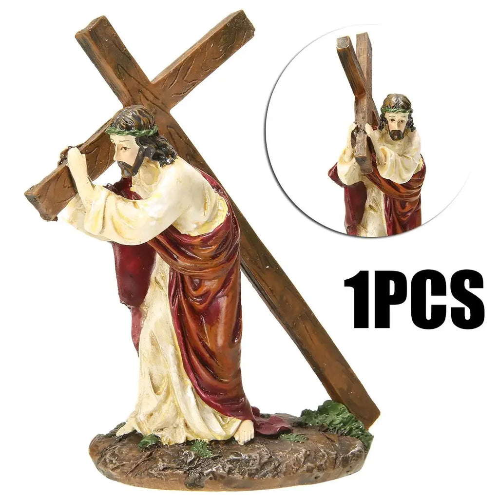 Crucifix Statue Jesus Cross Resin Statue Christ Figure Catholic Religious Accessories Decor
