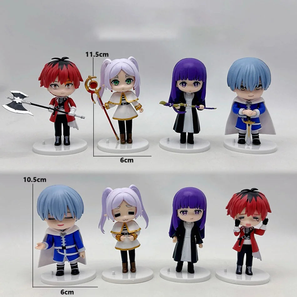 Bandai Sousou no Frieren 8Pcs Q Version Figures Set Frieren Fern Stark Himmel PVC Collectible Model Toy Gift for Anime Fans