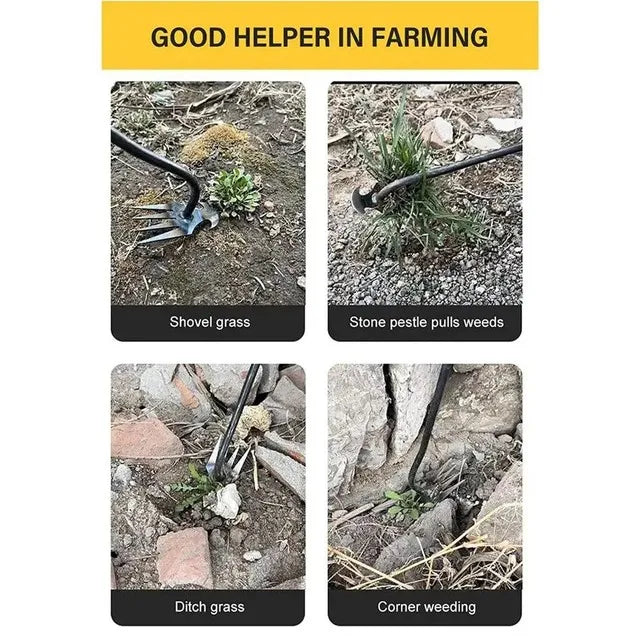 4 Teeths - Multifunctional Hand Weeder for Garden - Durable & Portable Garden Weeding Tool for Vegetable Gardening & Farm Planti