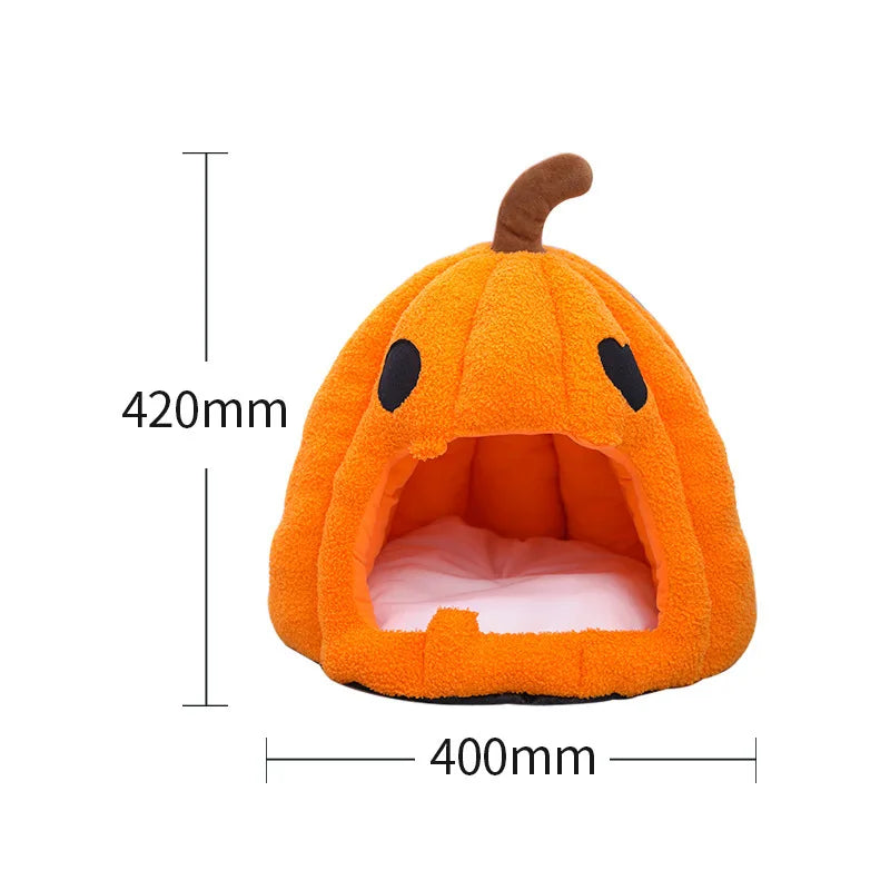 Halloween Pumpkin Cat House  Autumn and Winter Warm Cat House bed Cat and Dog House Pet Halloween Pet mat