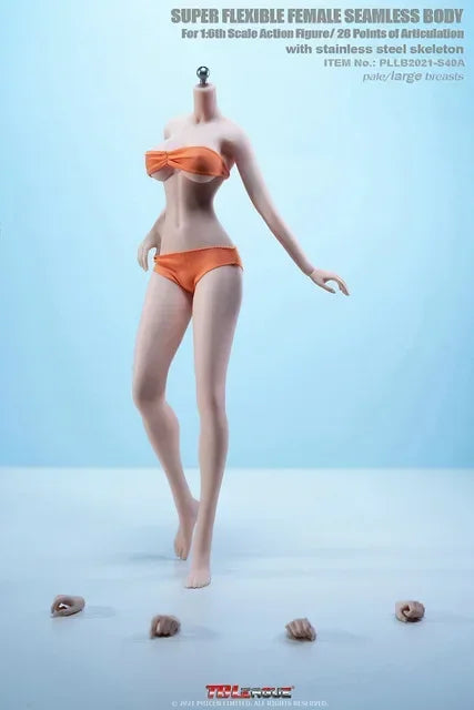 TBL S04 S01 S19 1/6 Female Super-flexible Body Doll Phicen Stainless Steel Skeleton Suntan Pale Large/small Breast Action Figure