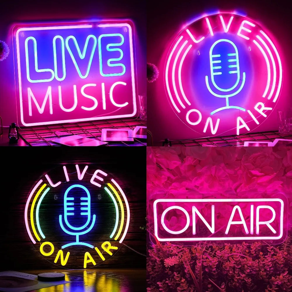 Live On Air Neon Sign Led Neon Signs Wall Decor Live On Air Lights Boys Room Game Room Decor Decor Studio Office Decoration Gift