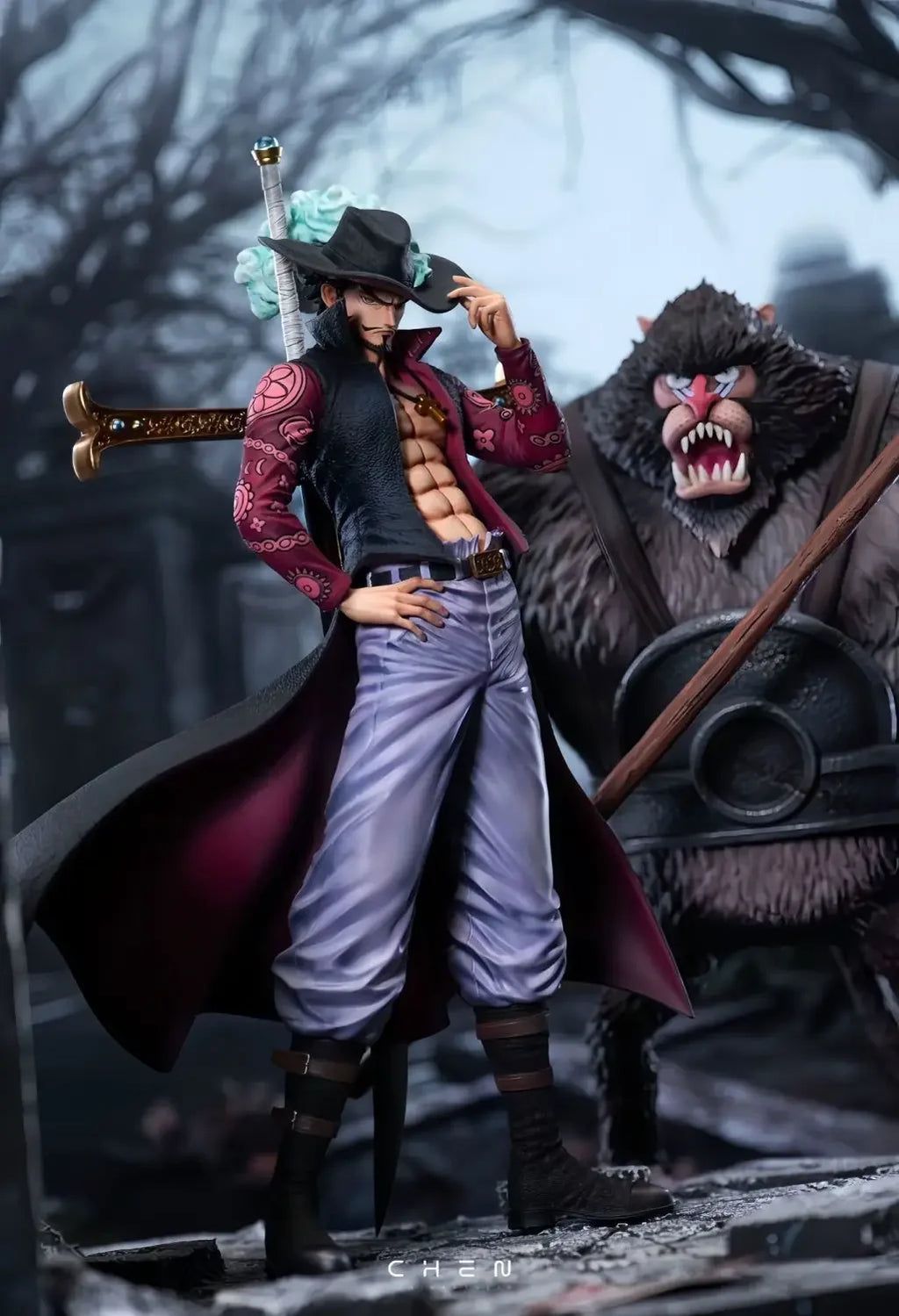 New 28cm ONE PIECE Anime Figures Dracule Mihawk Figures PVC Statue Model collection Room decoration Boys Birthday Gifts Toys