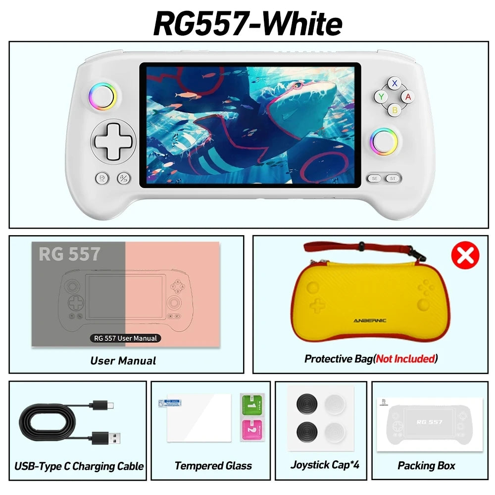ANBERNIC RG557 Retro Handheld Game Video Player Console Android14 Outdoor special 5.48 inch AMOLED Screen 512G PS2 Games RG 557