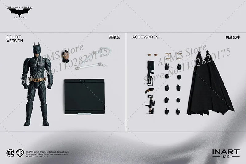 INART 1/12 Men Soldier Bat Hero Christian Bale The Dark Knight Rises Eternal Fight Hero 6Inch Action Figure Model Collection