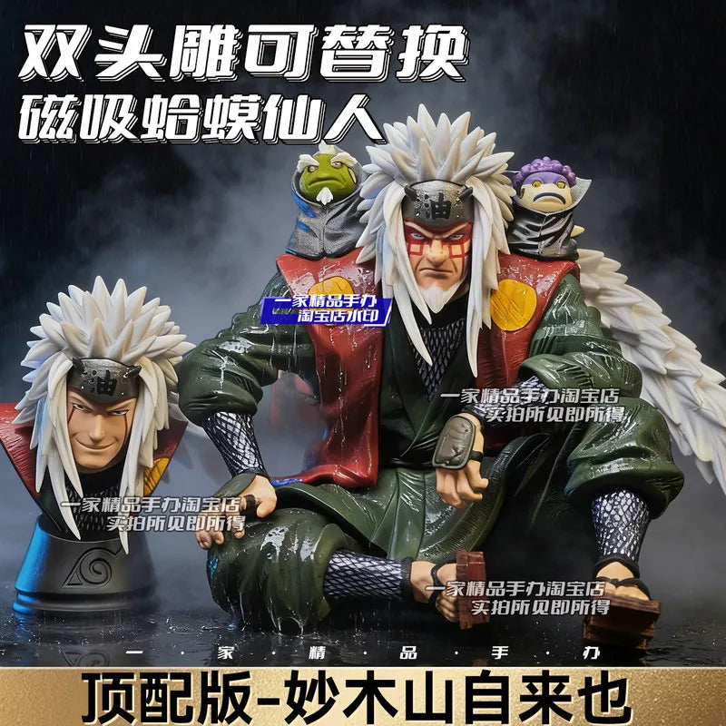 HY Studio Naruto Jiraiya “Ice” Version Statue with Magnetic Swappable Headsets, 16cm Anime Figure Collectible Model