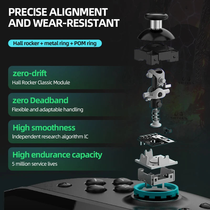 Wireless Hall Gamepad For Switch Oled Lite Joypad Hall Trigger Joystick Control with Programmable Turbo & Vibration