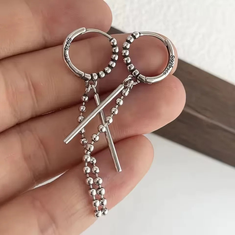 VENTFILLE 925 Sterling Silver Chunky Hoop Earrings for Women Geometric Circle Punk Ear Jewelry Party Gifts 2023 New Dropshipping