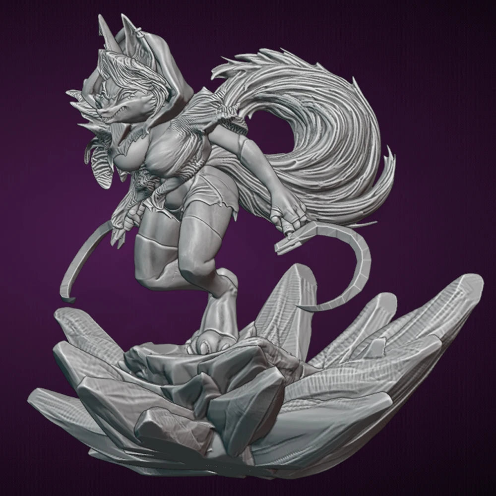 1/24 Sexy Death Wolf NSFW Resin Figurine Toy Unpainted GK Doll Unassembled 3D Print Assembly Miniature Reduction Statue Toy