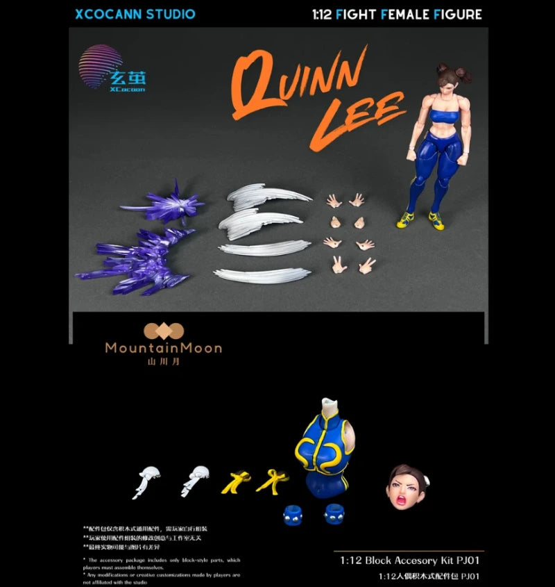XCOCANN STUDIO Fighting Girl Quinn Lee Li Qinghan 1/12 Action Figure Anime Model Trendy Toys Desktop Doll Collectibles
