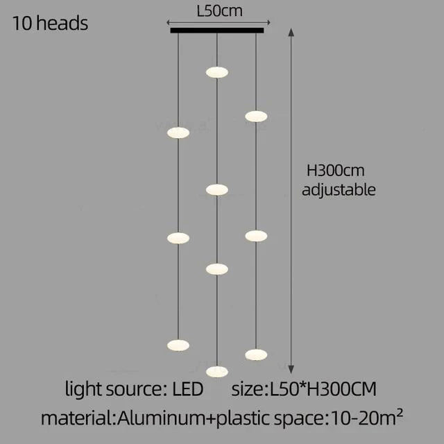 Modern Led staircase chandelier living room hanging light designer Villa duplex building  oval string attic pendant lighting