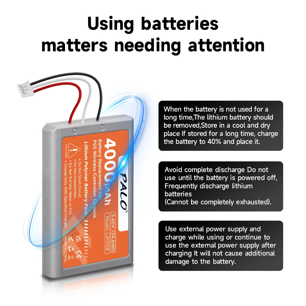 4000mAh PS5 PS 5 Wireless Controller Akku für Sony Playstation 5 LIP1708 Dualsense Gamepad Controller CFI-ZCT1W CFI-ZCT1J