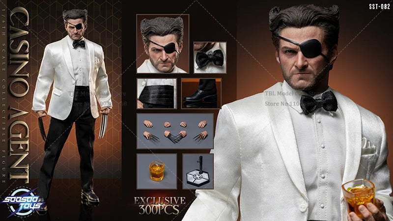 In Stock Soosootoys SST-082 1/6 Scale Eyepatch Logan White Suit Gambler 12-inch Full Set Action Figure Male Soldier Toys