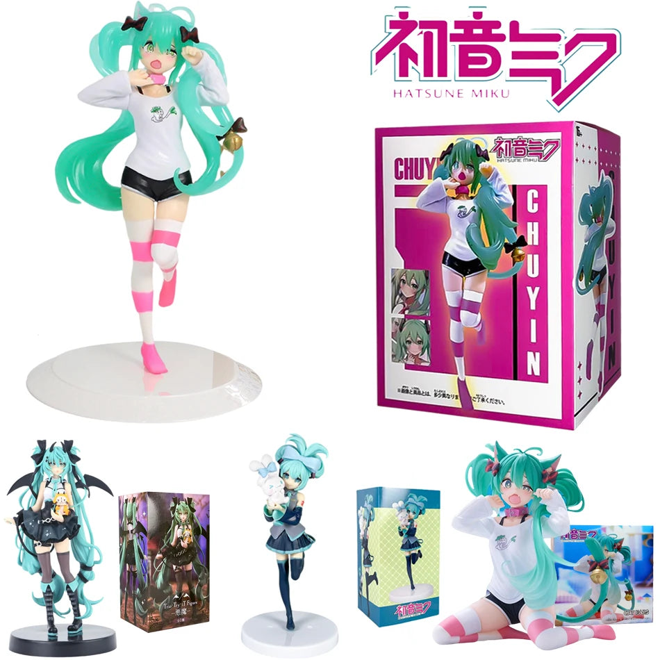 10-20CM Anime Hatsune Miku Figure X Cinnamoroll  Peripheral Collectible Kawaii PVC Models desktop Decorations Children Gift