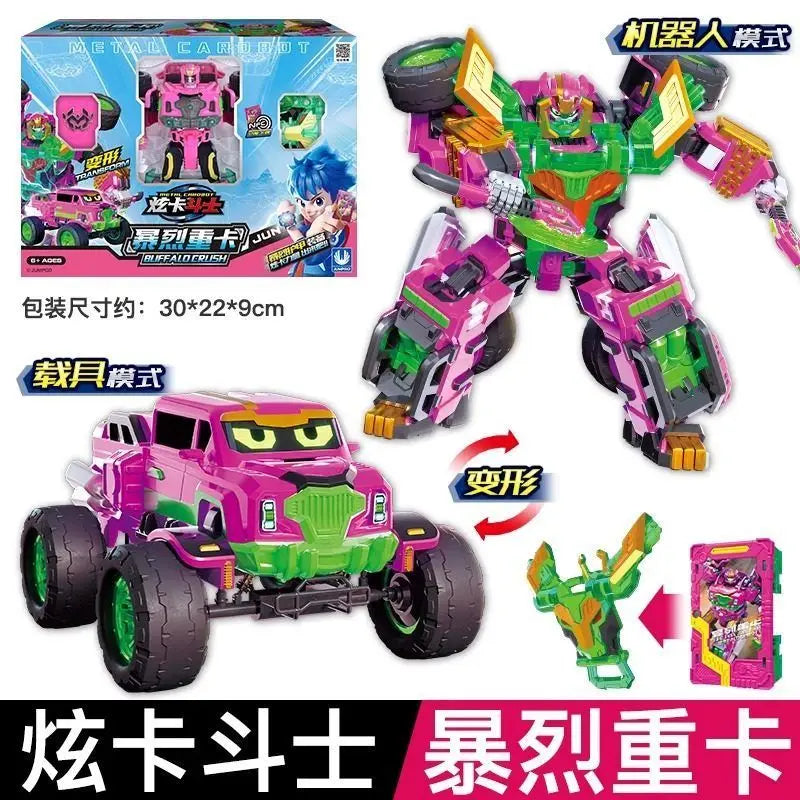 In Stock New Metal Cardbot Transforming Robot To Car Action Figures Blue Cop With Card Transformation Car Birthday Toy Gift