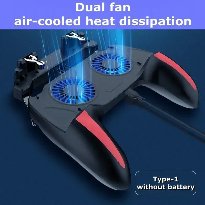 H10 4 Fingers Mobile Phone Game Handle with Radiator Aim Shooting Gamepad Joystick Controller for IOS Android Gaming Accessories