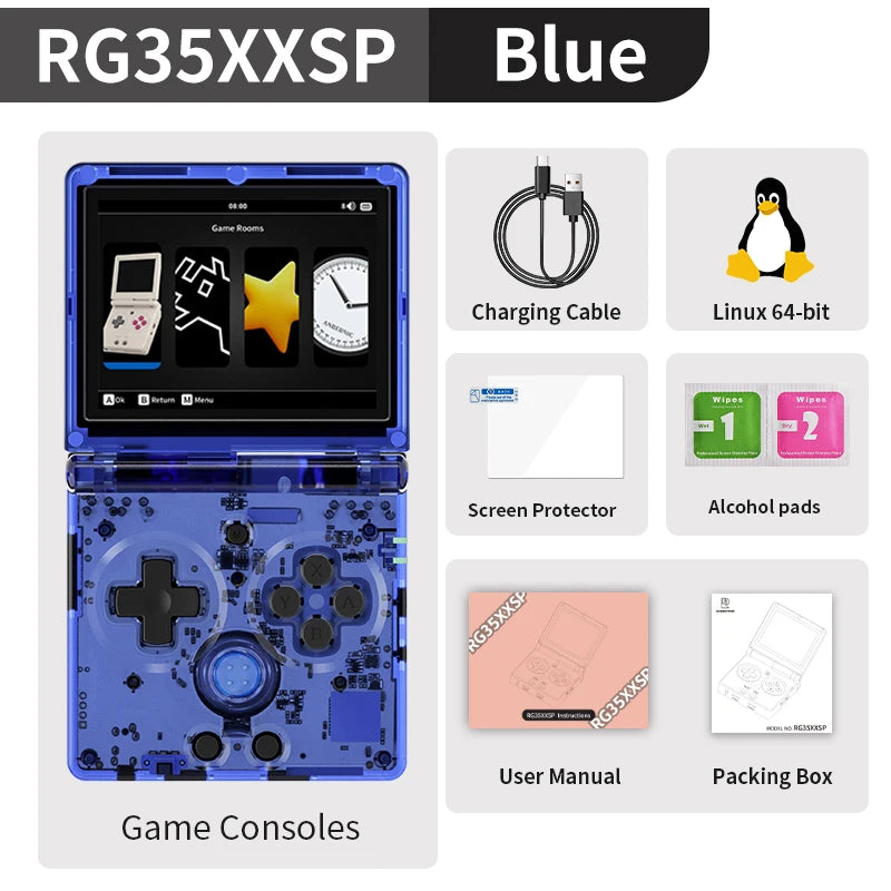 ANBERNIC RG35XXSP Flip Retro Handheld Game Console Linux 64bit WiFi Bluetooth Retro Video Gaming Console Online Play HDMI-TV Out