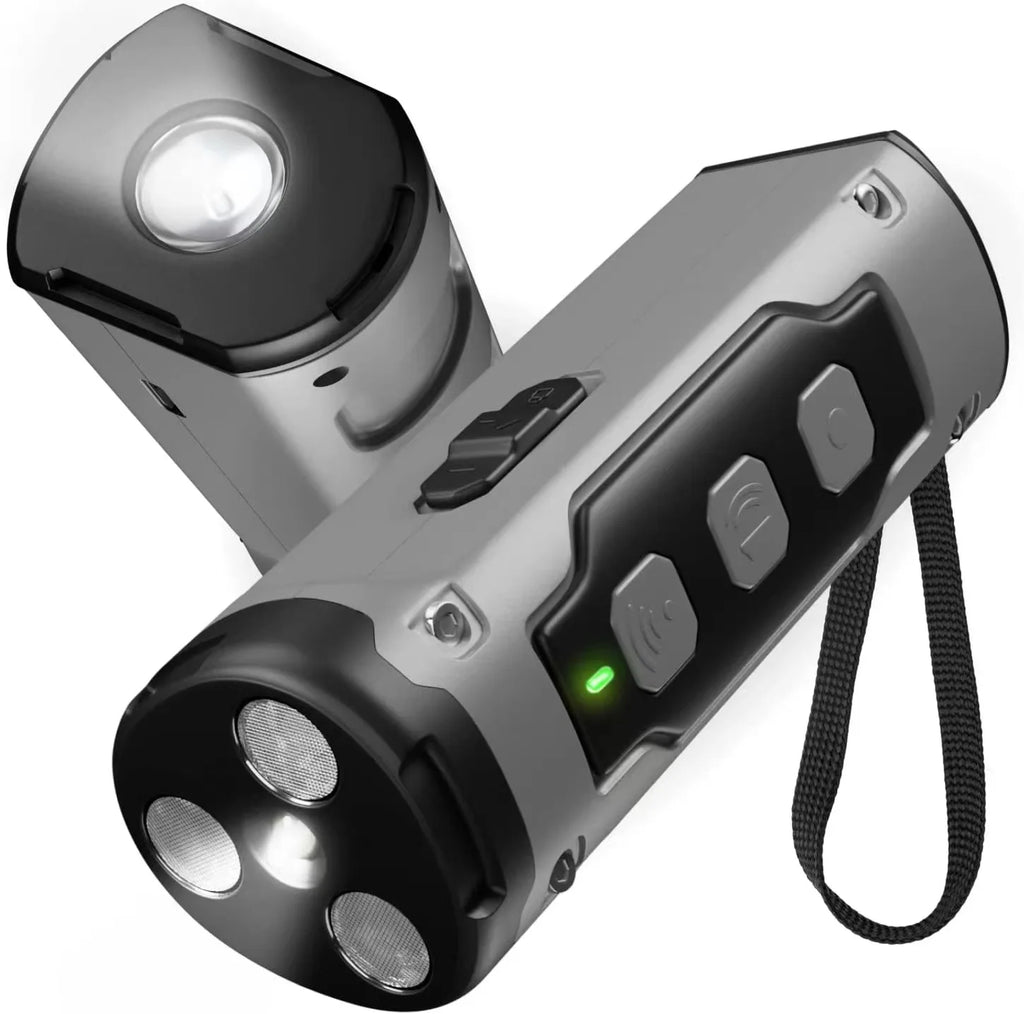 Wiederaufladbares Ultraschall-Hundetrainingsgerät mit LED-Taschenlampe zur Abwehr von Hundebellen (Neu 2023)