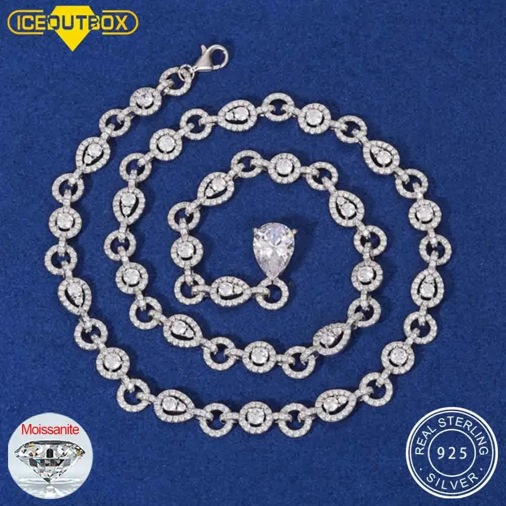 Full Moissanite Waterdrop Diamond Necklace For Women 925 Sterling Silver Neck Chain Iced Out Bling Luxury Wedding Party Jewelry