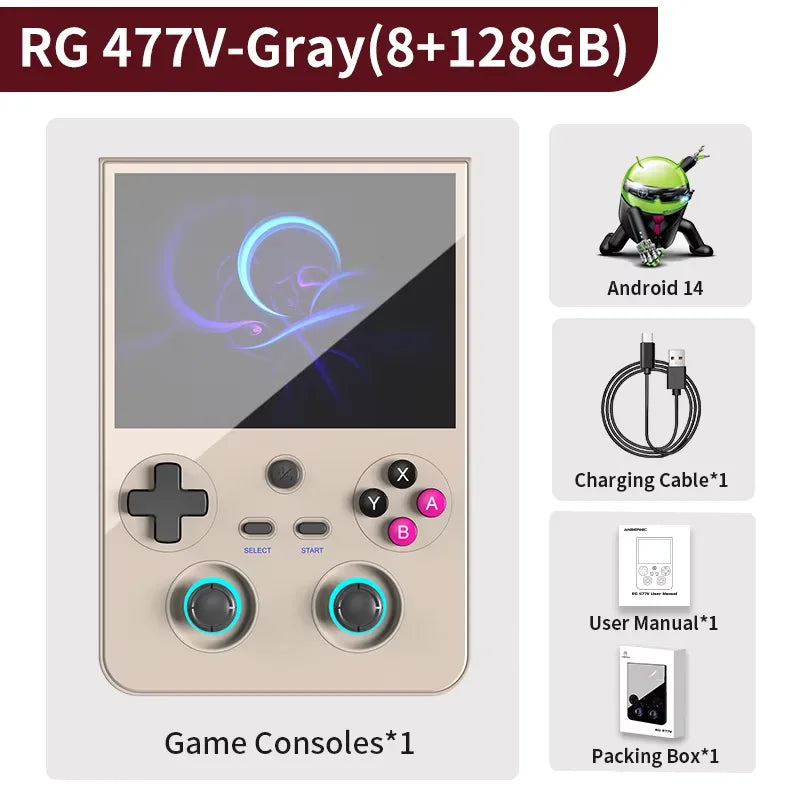 ANBERNIC RG477V Portable Game Console Android 14 12GB RAM 256GB 4.7" LTPS DSP WiFi BT HDMI Dimensity 8300 RG 477V PS2/PSP Games