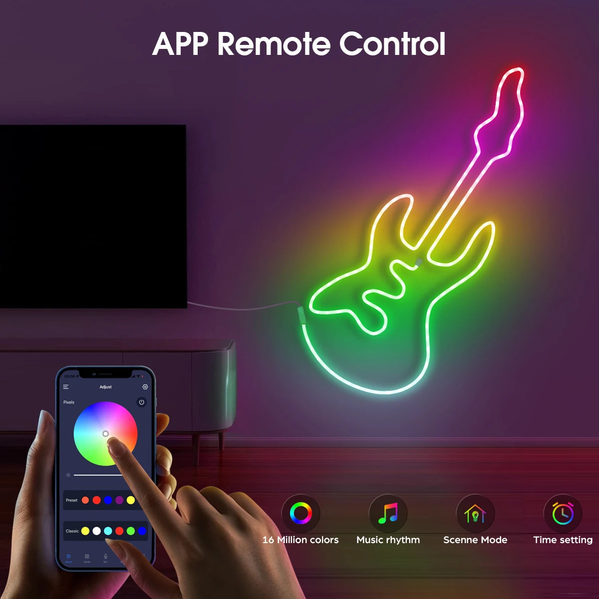 Smart RGBIC USB Neon LED Strip Lights,1M-10M, APP Control Music Sync Waterproof Dynamic Effects Neon Rope for Home Party Decor