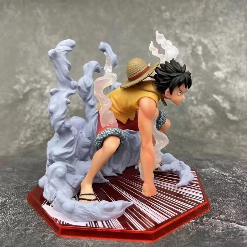 Anime One Piece Figur Second Gear Luffy Super Pitched Battle Scene PVC Puppensammlung Schreibtisch Ornament Modell Spielzeug Geschenk
