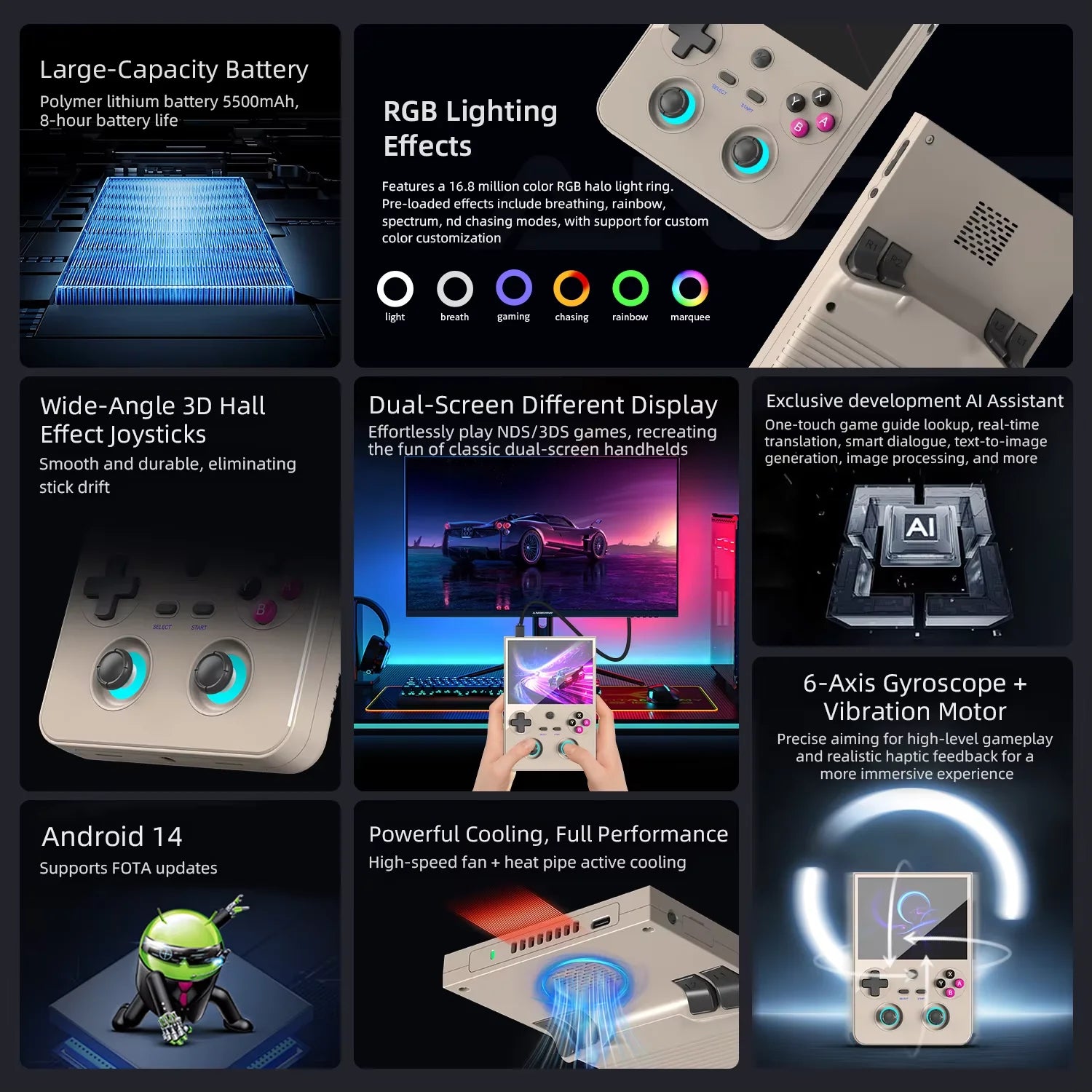 ANBERNIC RG 477V Retro Handheld Game Console 4.7" LTPS In-Cell Android 14 DSP Sound Effect Video Player Support AI RixelHK PS2
