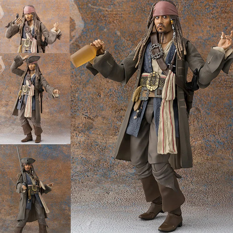 Anime SHFiguats Pirates of the Caribbean Captain Jack Sparrow Action Figure Collectable Model Toys For Christmas Gift Dolls