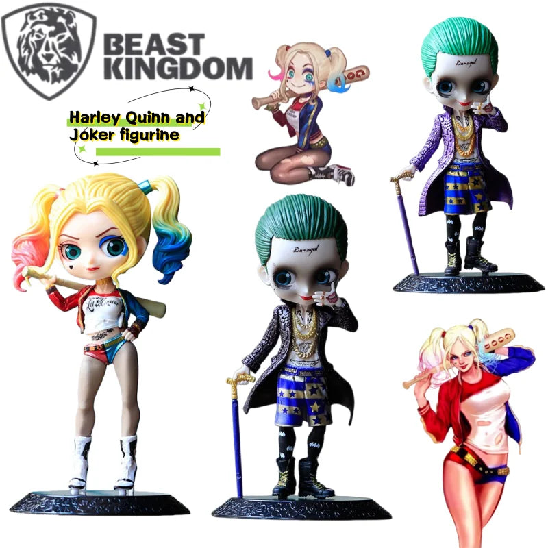 BeastKingdom Harley Quinn Joker Hand-made Figure Statue Creative High-value Cartoon Q Version Doll Car Computer Ornaments Gift