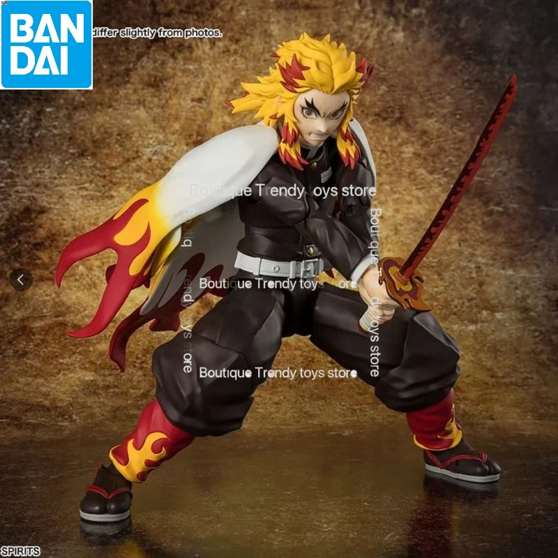 In Stock Bandai SHF S.H.Figurats Demon Slayer Kyojuro Rengoku full action Anime Figure Finished Model Kit Toy Gift for Kid