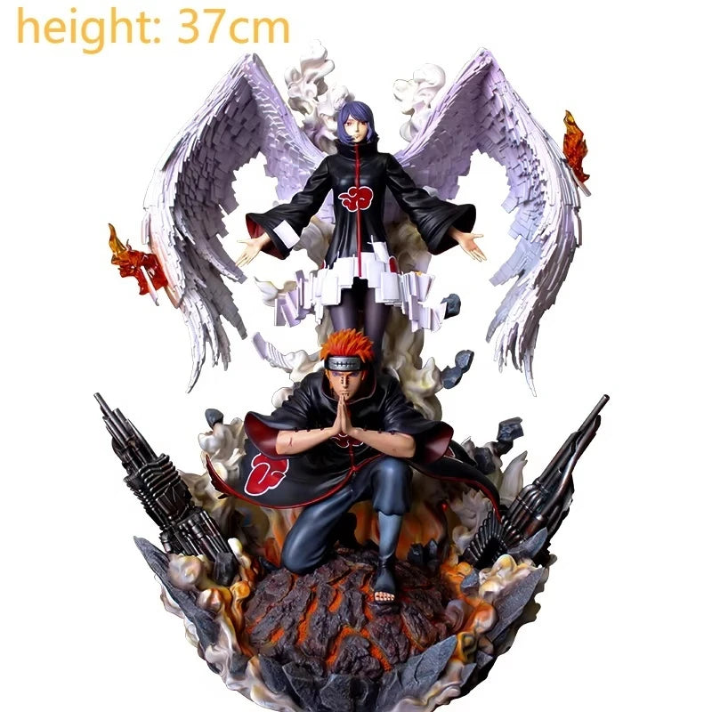 Gk Naruto Shippuden Anime 35 Cm Action Figure - Kurama Chakra Mode With Sasuke Itachi Statue Collection Toy Kyuubi Figma