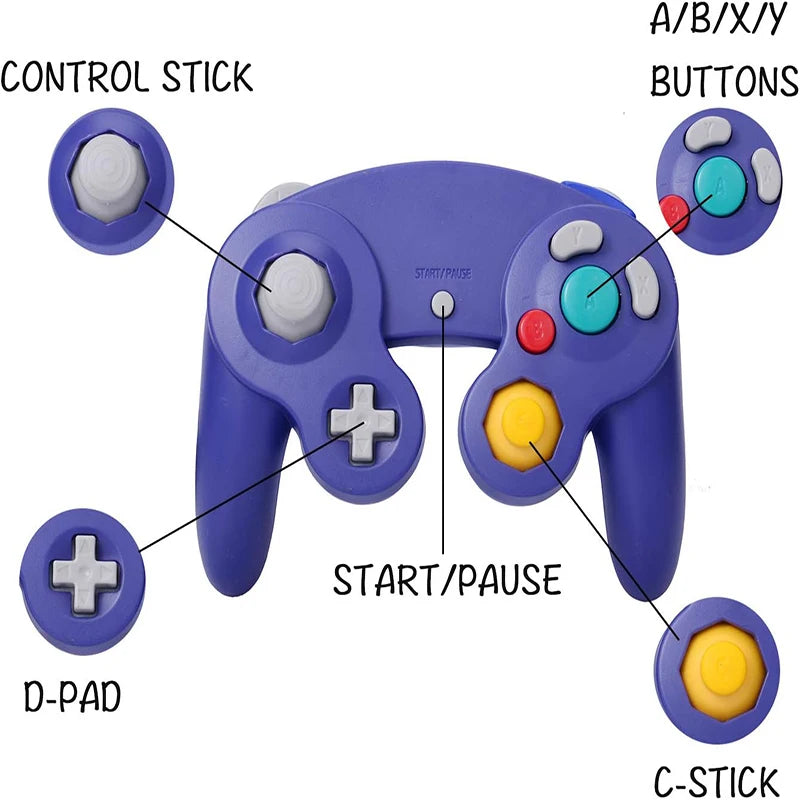 Portable Classic Wired Gaming Joypad Controller with Vibration Function Compatible with Wii NGC Gamecube Game Cube