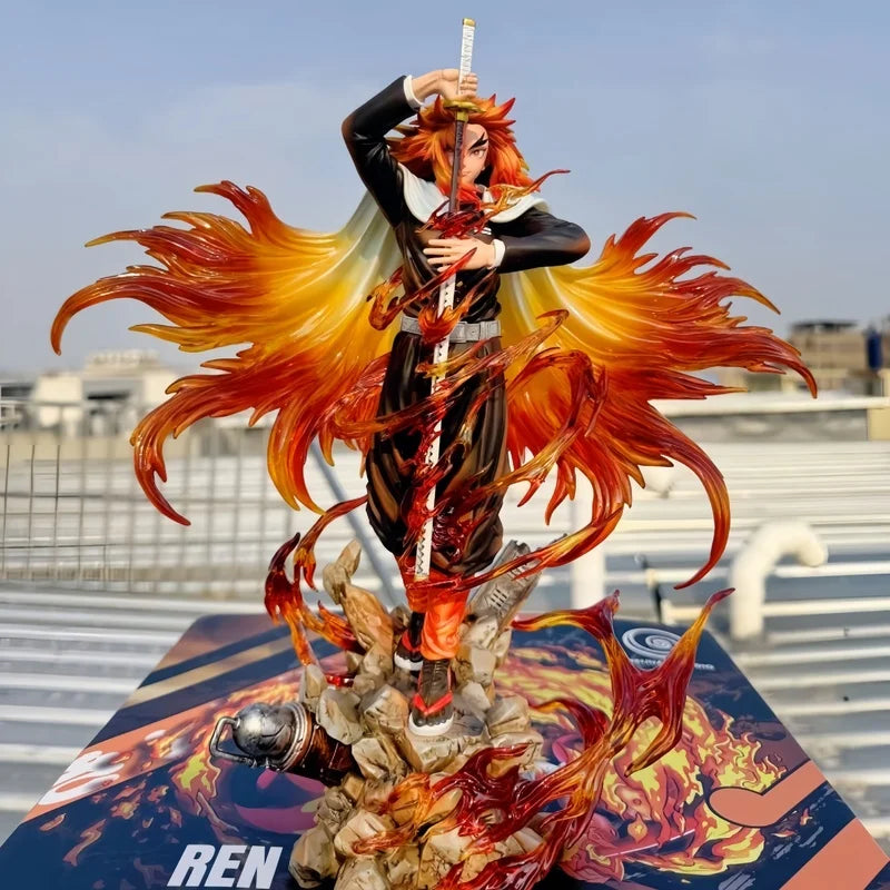 Нова аниме фигурка на убиец на демони Rengoku Kyoujurou, пламък Хашира, 30 см, PVC модел, статуетка, настолна колекция, играчки за рожден ден, подаръци